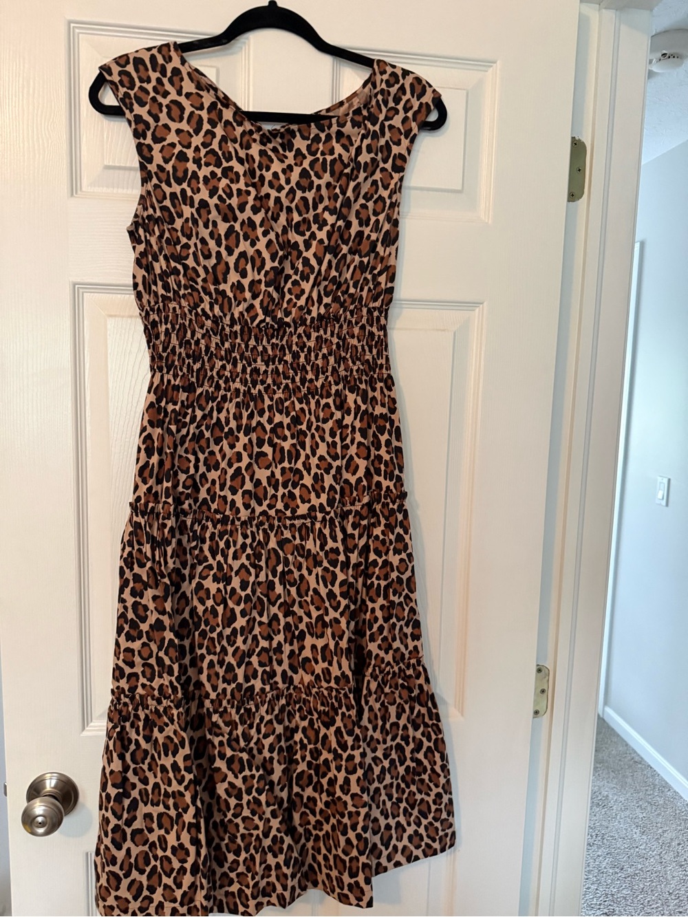 kate spade Leopard Print Tiered Midi Dress in Brown and Black